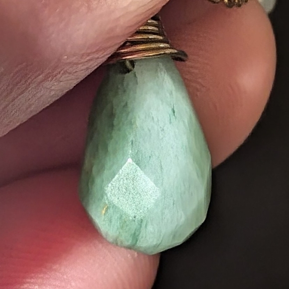 Vintage Aventurine Chalcedony Pendant with Stone Accents 14k Gold Fill 18" Chain - Picture 6 of 9